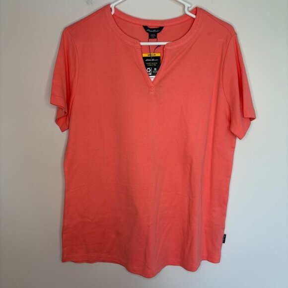 EDDIE BAUER NEW Short Sleeve V-Neck Tee Womens M Shell Pink - Picture 5 of 7